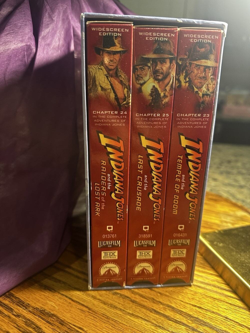 Indiana Jones Trilogy VHS 1989 Harrison Ford, Connery, 3-Tape Box Set